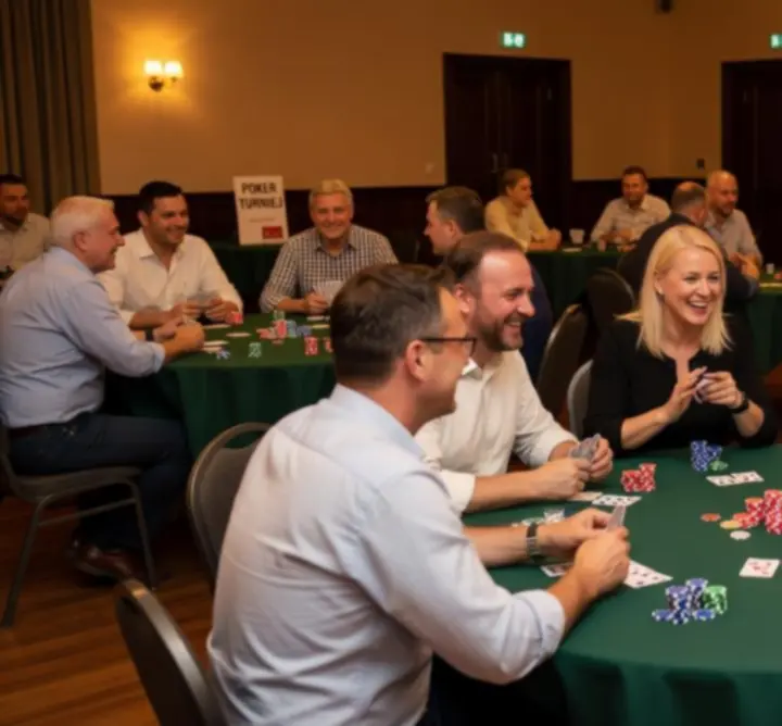Zadowoleni goście podczas wieczoru pokerowego